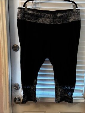 Lane Bryant Black Capri Track Pants with Silver Accents